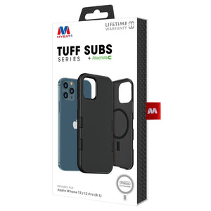 My Tech Pro LIQUID SILICONE EDITION Hybrid Case + AttachMe with MagSafe Compatible for Apple iPhone 12 Pro (6.1) / iPhone 12 (6.1) - Black