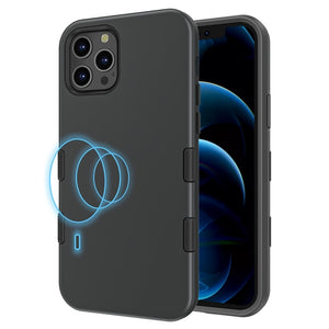 My Tech Pro LIQUID SILICONE EDITION Hybrid Case + AttachMe with MagSafe Compatible for Apple iPhone 12 Pro (6.1) / iPhone 12 (6.1) - Black