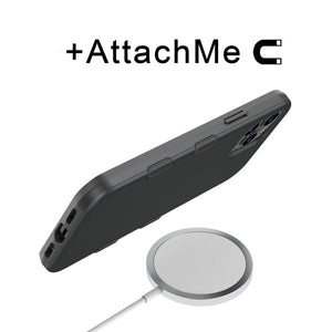 My Tech Pro LIQUID SILICONE EDITION Hybrid Case + AttachMe with MagSafe Compatible for Apple iPhone 12 Pro (6.1) / iPhone 12 (6.1) - Black