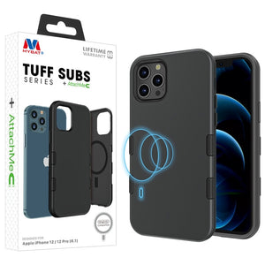 My Tech Pro LIQUID SILICONE EDITION Hybrid Case + AttachMe with MagSafe Compatible for Apple iPhone 12 Pro (6.1) / iPhone 12 (6.1) - Black