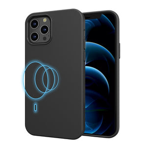 My Tech Pro LIQUID SILICONE EDITION Hybrid Case + AttachMe with MagSafe Compatible for Apple iPhone 12 Pro (6.1) / iPhone 12 (6.1) - Black