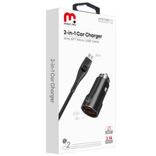 Load image into Gallery viewer, MyBat Pro 2-in-1 Car Charger with 6ft Micro USB Cable - Black

