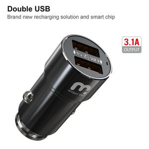 MyBat Pro 2-in-1 Car Charger with 6ft Micro USB Cable - Black