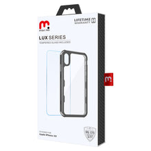 Load image into Gallery viewer, MyBat Pro Lux Series Hybrid Case (Tempered Glass Screen Protector)[Military-Grade Certified] for Apple iPhone XR - Black / Transparent Clear
