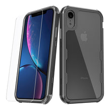 Load image into Gallery viewer, MyBat Pro Lux Series Hybrid Case (Tempered Glass Screen Protector)[Military-Grade Certified] for Apple iPhone XR - Black / Transparent Clear
