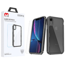 Load image into Gallery viewer, MyBat Pro Lux Series Hybrid Case (Tempered Glass Screen Protector)[Military-Grade Certified] for Apple iPhone XR - Black / Transparent Clear
