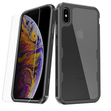 Load image into Gallery viewer, MyBat Pro Lux Series Hybrid Case (Tempered Glass Screen Protector)[Military-Grade Certified] for Apple iPhone XS Max - Black / Transparent Clear
