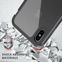 Load image into Gallery viewer, MyBat Pro Lux Series Hybrid Case (Tempered Glass Screen Protector)[Military-Grade Certified] for Apple iPhone XS Max - Black / Transparent Clear
