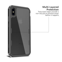 Load image into Gallery viewer, MyBat Pro Lux Series Hybrid Case (Tempered Glass Screen Protector)[Military-Grade Certified] for Apple iPhone XS Max - Black / Transparent Clear
