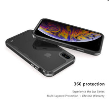 Load image into Gallery viewer, MyBat Pro Lux Series Hybrid Case (Tempered Glass Screen Protector)[Military-Grade Certified] for Apple iPhone XS Max - Black / Transparent Clear
