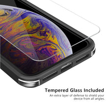 Load image into Gallery viewer, MyBat Pro Lux Series Hybrid Case (Tempered Glass Screen Protector)[Military-Grade Certified] for Apple iPhone XS Max - Black / Transparent Clear
