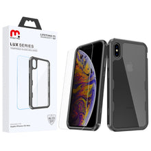 Load image into Gallery viewer, MyBat Pro Lux Series Hybrid Case (Tempered Glass Screen Protector)[Military-Grade Certified] for Apple iPhone XS Max - Black / Transparent Clear
